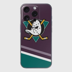 Чехол для iPhone 15 Pro силиконовый с защитой камеры Anaheim Ducks Selanne