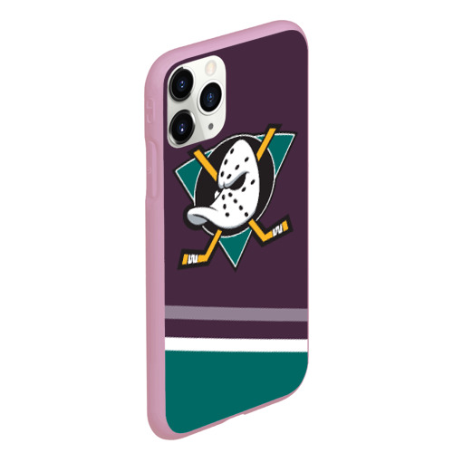 Чехол для iPhone 11 Pro Max матовый Anaheim Ducks Selanne, цвет розовый - фото 3