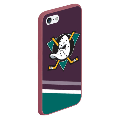 Чехол для iPhone 5/5S матовый Anaheim Ducks Selanne, цвет малиновый - фото 3