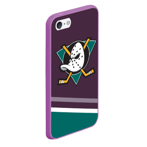 Чехол для iPhone 5/5S матовый Anaheim Ducks Selanne, цвет фиолетовый - фото 3