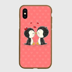 Чехол для iPhone XS Max матовый Влюбленные пингвины