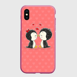 Чехол для iPhone XS Max матовый Влюбленные пингвины