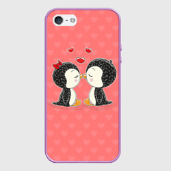 Чехол для iPhone 5/5S матовый Влюбленные пингвины