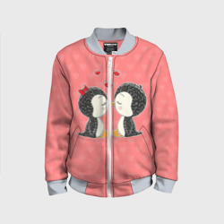 Детский бомбер 3D Влюбленные пингвины
