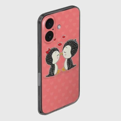 Чехол для iPhone 16 силиконовый с защитой камеры Влюбленные пингвины - фото 2