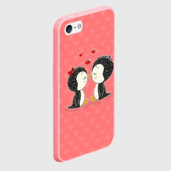 Чехол для iPhone 5/5S матовый Влюбленные пингвины - фото 2