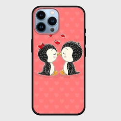 Чехол для iPhone 14 Pro Max Влюбленные пингвины