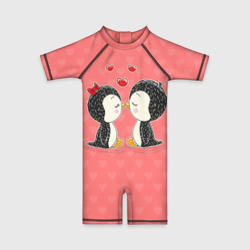 Детский купальный костюм 3D Влюбленные пингвины