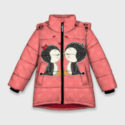 Зимняя куртка для девочек 3D Влюбленные пингвины