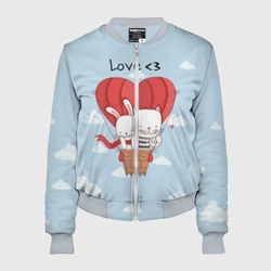 Женский бомбер 3D Влюбленные на шаре