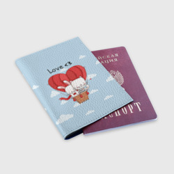 Обложка для паспорта матовая кожа Влюбленные на шаре - фото 2