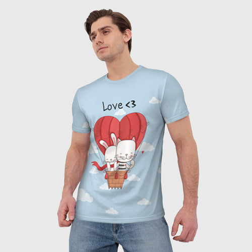 Мужская футболка 3D Влюбленные на шаре - фото 3