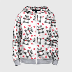 Детская толстовка 3D на молнии Панда и любовь