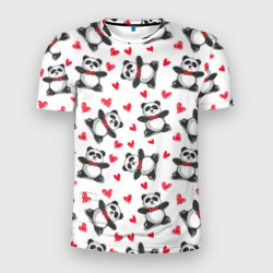 Мужская футболка 3D Slim Панда и любовь