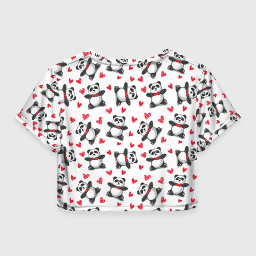 Женская футболка Crop-top 3D Панда и любовь, цвет 3D печать - фото 2