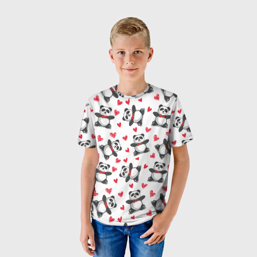Детская футболка 3D Панда и любовь, цвет 3D печать - фото 3
