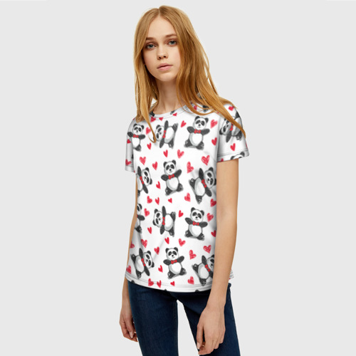 Женская футболка 3D Панда и любовь, цвет 3D печать - фото 3