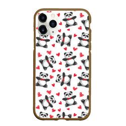 Чехол для iPhone 11 Pro матовый Панда и любовь