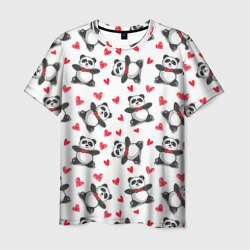 Мужская футболка 3D Панда и любовь