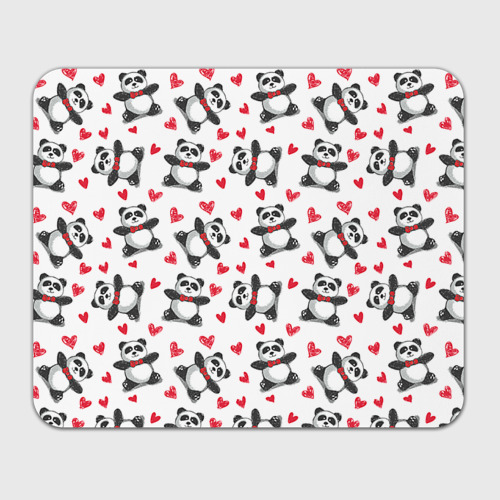 Прямоугольный коврик для мышки Панда и любовь