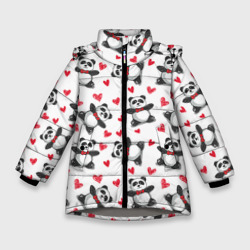 Зимняя куртка для девочек 3D Панда и любовь