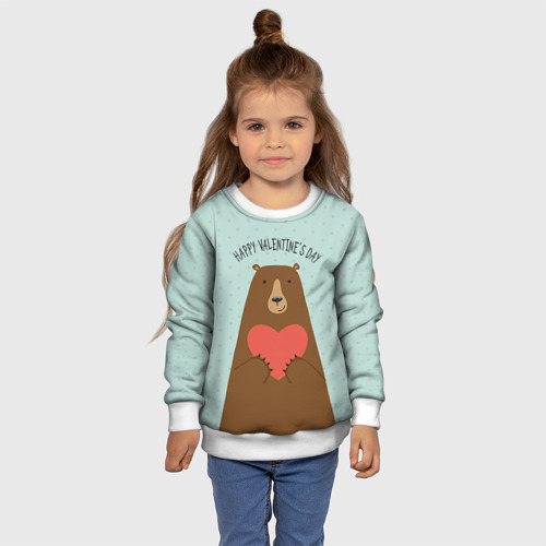 Детский свитшот 3D Медведь с сердцем, цвет 3D печать - фото 7