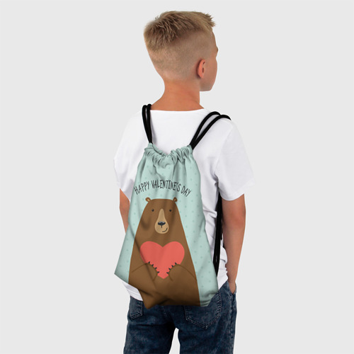 Рюкзак-мешок 3D Медведь с сердцем - фото 4