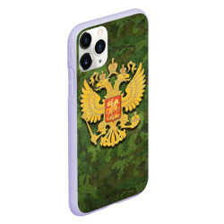 Чехол для iPhone 11 Pro матовый Герб на камуфляже зелёном - фото 2