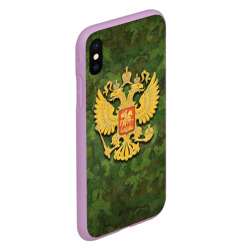 Чехол для iPhone XS Max матовый Герб на камуфляже зелёном - фото 2