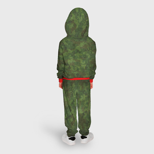 Детский костюм с толстовкой 3D Герб на камуфляже зелёном, цвет красный - фото 4