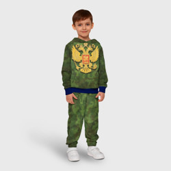Детский костюм с толстовкой 3D Герб на камуфляже зелёном - фото 2