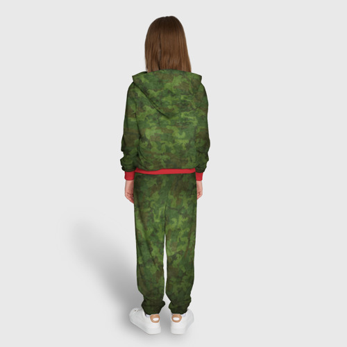 Детский костюм с толстовкой 3D Герб на камуфляже зелёном, цвет красный - фото 6