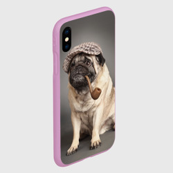 Чехол для iPhone XS Max матовый Мопс с курительной трубкой - фото 2