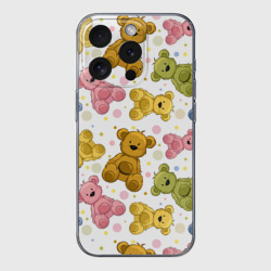 Чехол для iPhone 15 Pro Max силиконовый с защитой камеры Медвежата