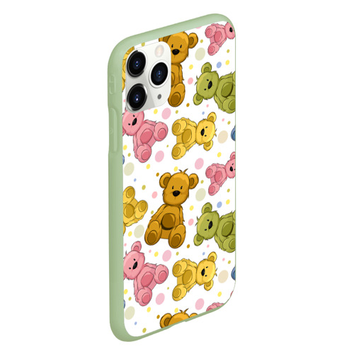 Чехол для iPhone 11 Pro матовый Медвежата, цвет салатовый - фото 3