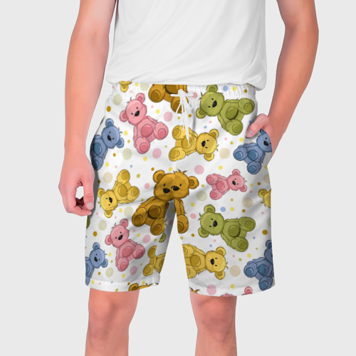 Мужские шорты 3D с принтом Медвежата, вид спереди #2