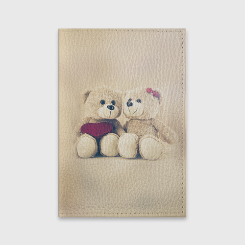 Обложка для паспорта матовая кожа Lovely bears, цвет красный