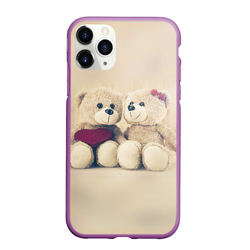 Чехол для iPhone 11 Pro Max матовый Lovely bears, цвет фиолетовый