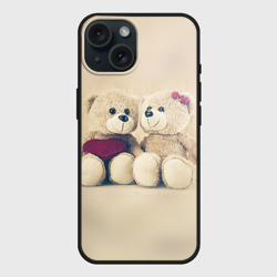 Чехол силиконовый для Apple iPhone 15 матовый Lovely bears