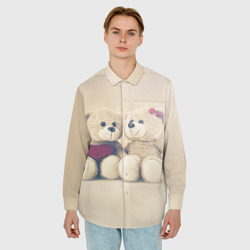 Мужская рубашка oversize 3D Lovely bears - фото 2