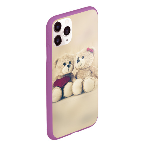 Чехол для iPhone 11 Pro Max матовый Lovely bears, цвет фиолетовый - фото 3