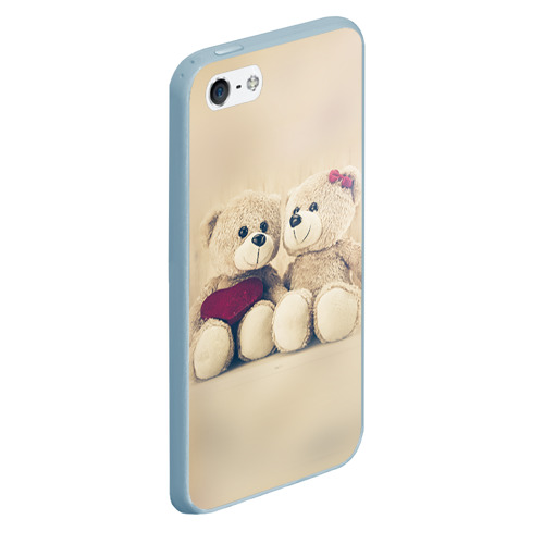 Чехол для iPhone 5/5S матовый Lovely bears, цвет голубой - фото 3