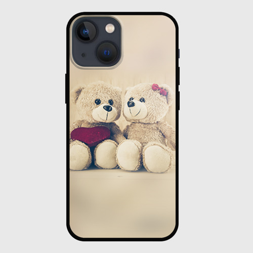 Чехол для iPhone 13 mini с принтом Lovely bears, вид спереди №1