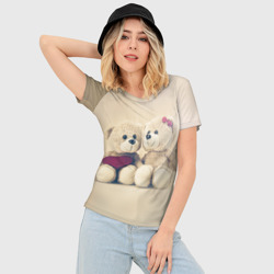Женская футболка 3D Slim Lovely bears - фото 2