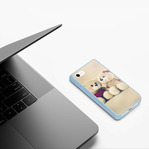 Чехол для iPhone 5/5S матовый Lovely bears, цвет голубой - фото 5