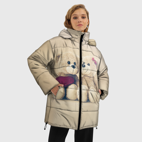 Женская зимняя куртка Oversize Lovely bears, цвет светло-серый - фото 3