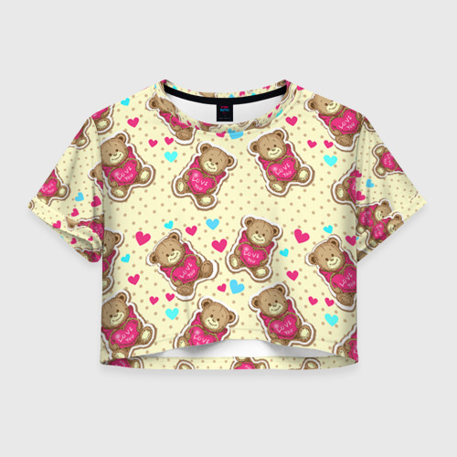 Женская футболка Crop-top 3D Мишки Фото 01 Женская футболка Crop-top 3D Мишки Фото 01