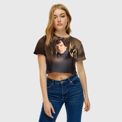 Женская футболка Crop-top 3D Бенедикт Камбербэтч 1, цвет 3D печать - фото 3