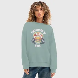Женский свитшот oversize без начеса хлопок Sitama's gym. Be stronger! - фото 2