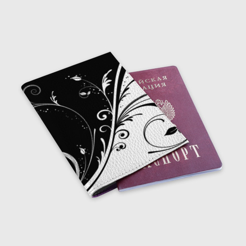 Обложка для паспорта матовая кожа Завитки, цвет фиолетовый - фото 3